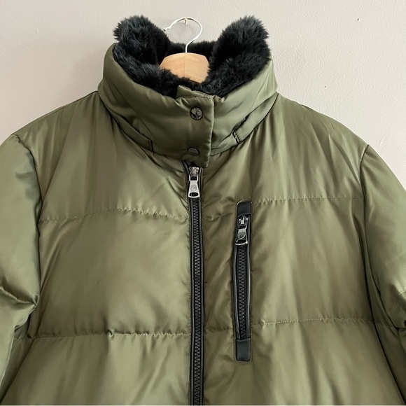 Vince Camuto Women's Faux Fur Trim Down Puffer Coat Green Size Large - Picture 2 of 16